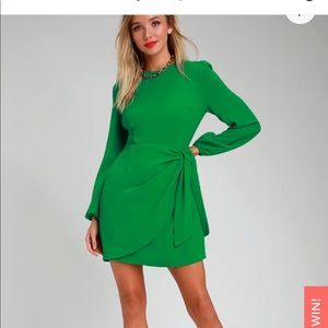 Believe It or Knot Green Long Sleeve Dress